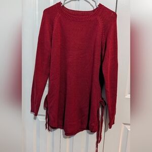 Women's Red Sweater with Bow Tie Side Detail